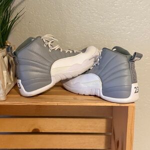 Jordan Gray and White High-Top Sneakers